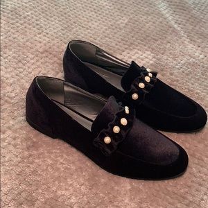 Black velvet loafers